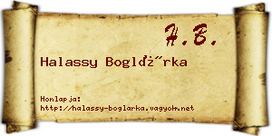 Halassy Boglárka névjegykártya